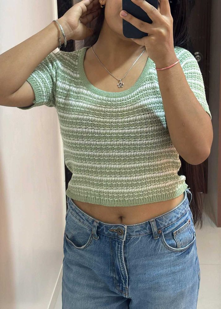 Striped Knit Crop Top