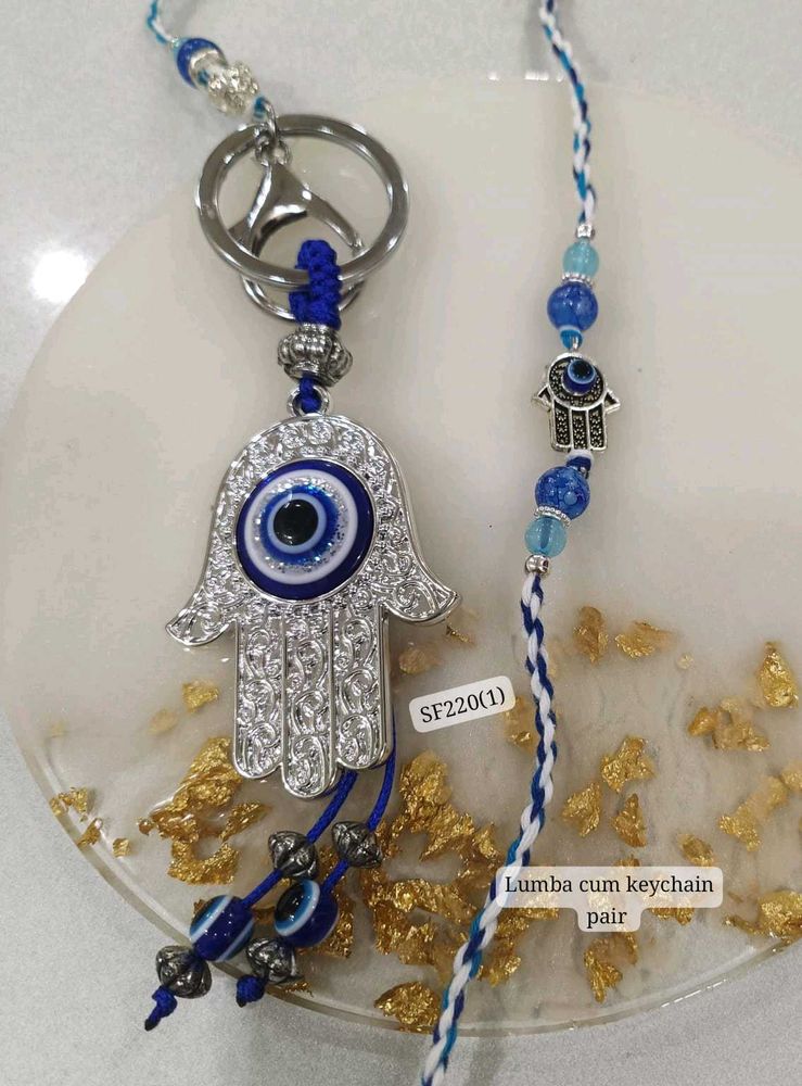 Evil Eye Lumba Keychain Rakhi Pair