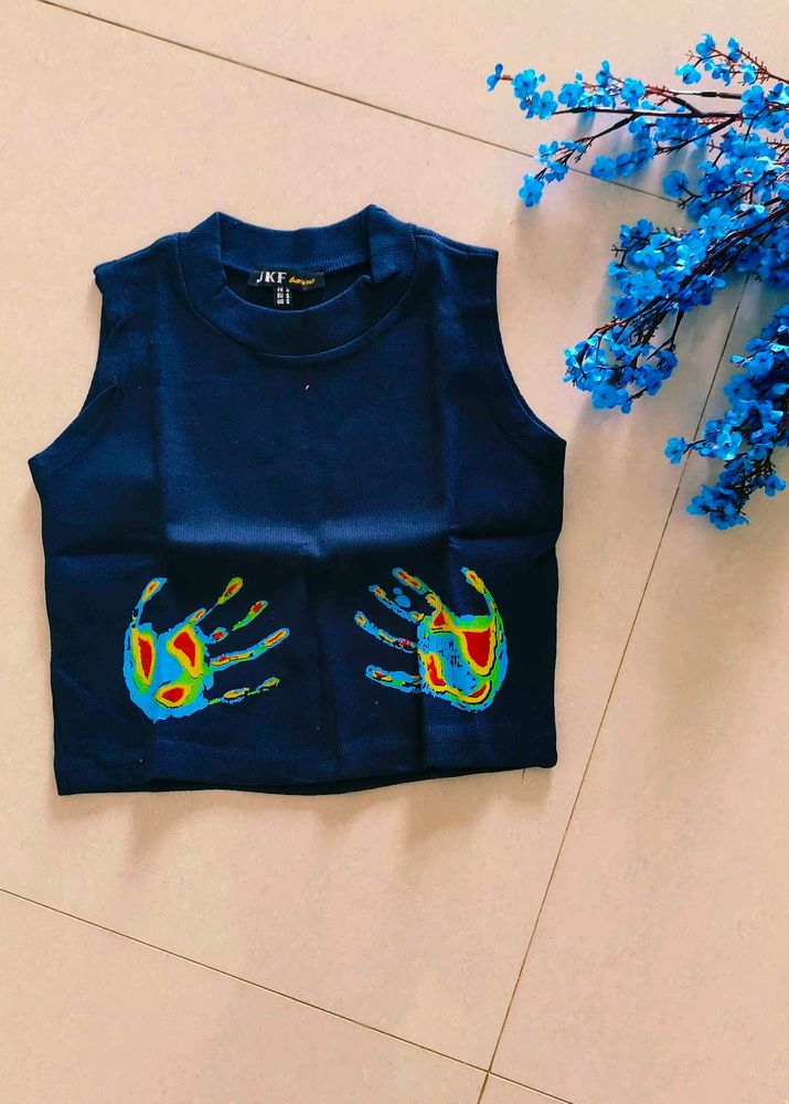Handprint Ribbed Crop Top