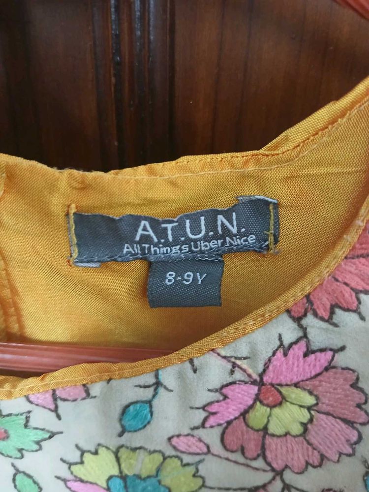 Floral Kids Yellow Dress (Frock ) ,Material- NET