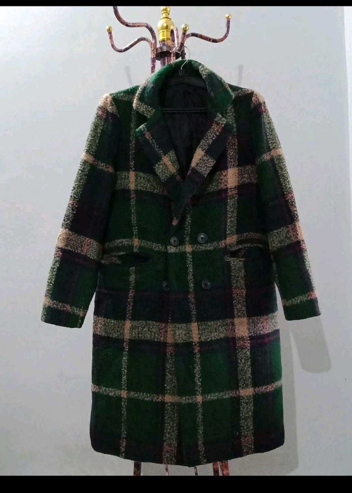 Plaid Wool Blend Coat