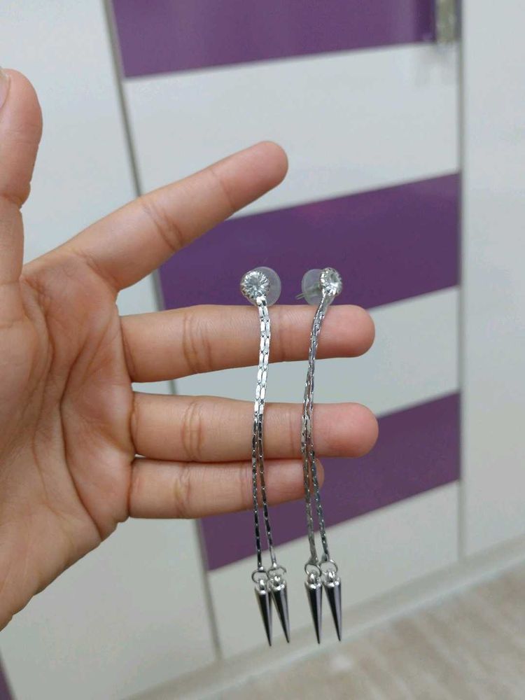 Silver Dangle Spike Earrings
