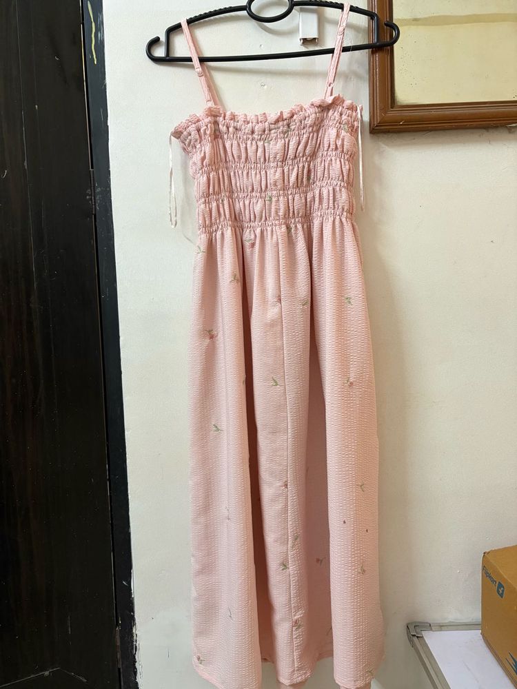 Pink Sundress with Floral Details