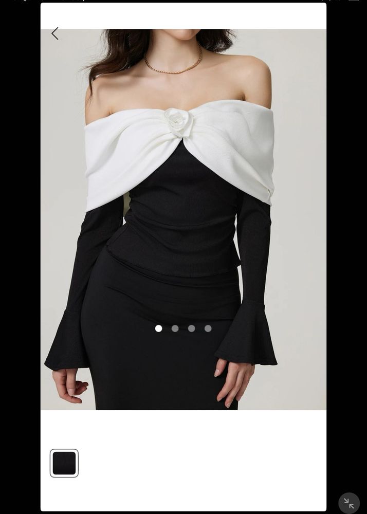 Chic Black &amp; White Off-Shoulder Top