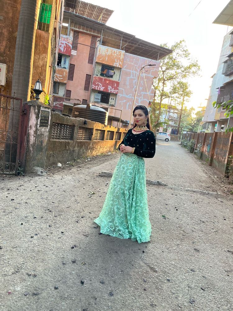 Elegant Green Lace Lehenga Set