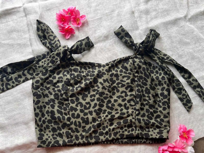 Leopard Print Tie Strap Top