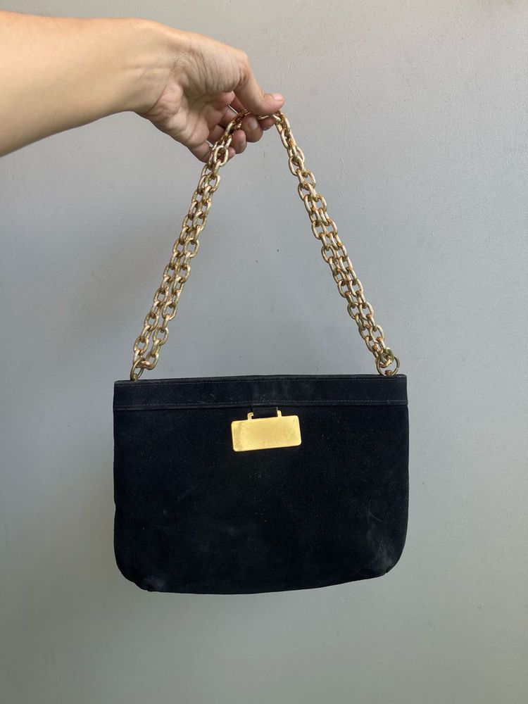 D&amp;G inspired Black Velvet &amp; Gold Chain Bag