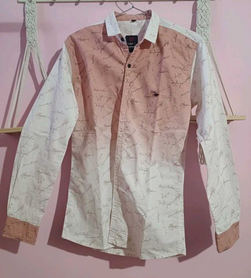 Ombre print shirt white / pink gradient