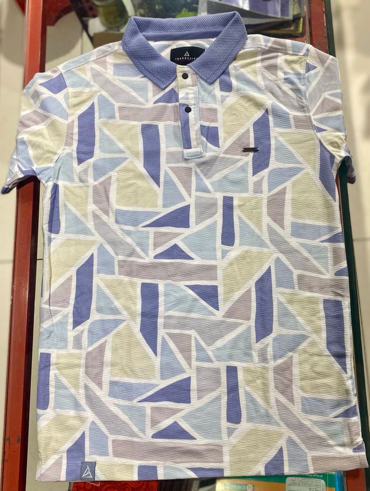 Stylish Geometric Print Polo Shirt