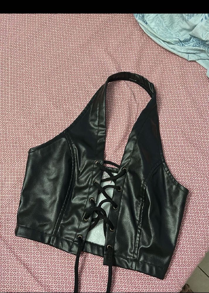 Jet Black, Bold Halter neck Crop top