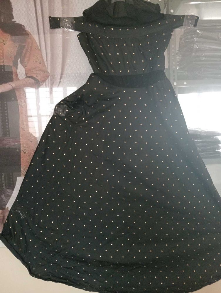 Elegant Black Polka Dot Dress