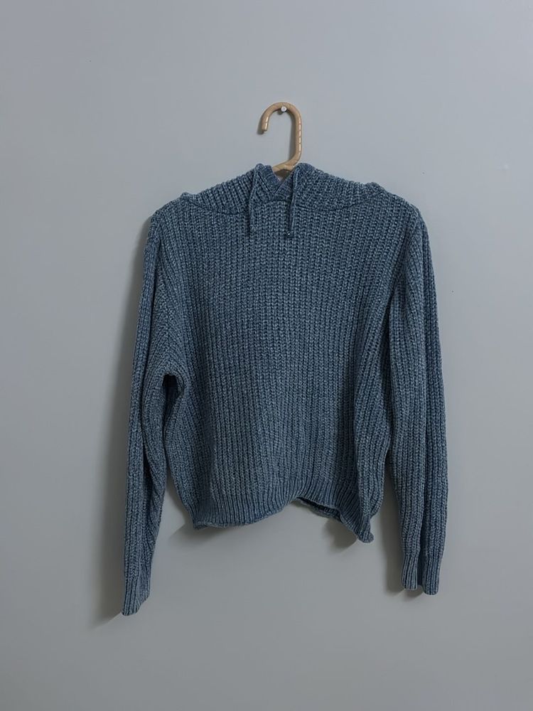 Blue Knit Hoodie. NOT WORN EVEN ONCE