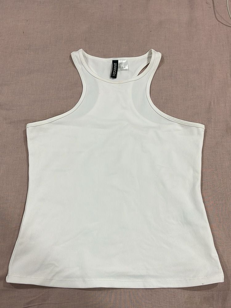 H&amp;M White Racerback Tank Top