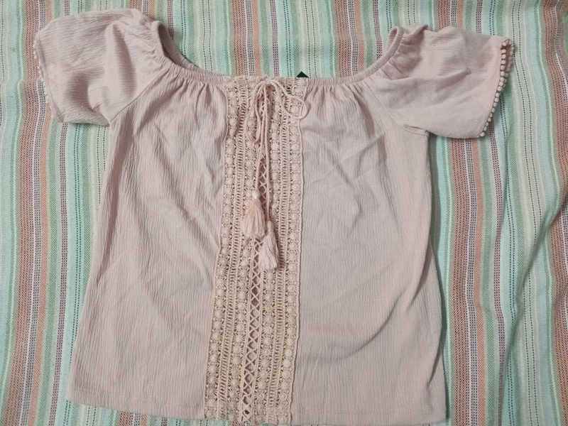 Cute Pink Off-Shoulder Top