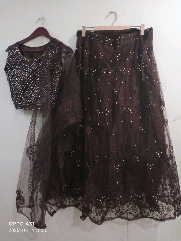 new coffee brown padded Lehenga Choli Set