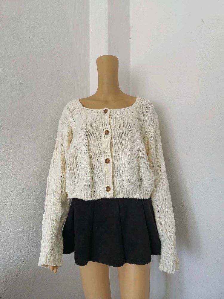 Knitted Square Neck Cardigan