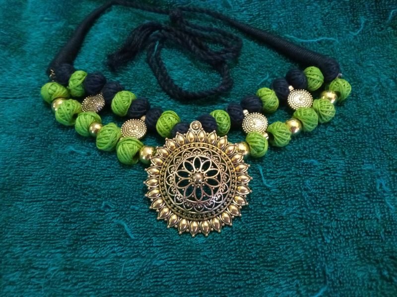 Gold Oxidised Neckpiece Set
