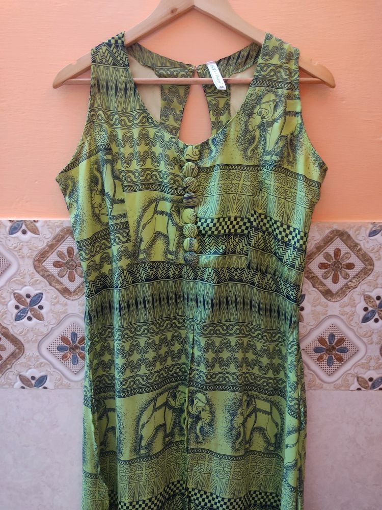 Bplus Vestry Green Georgette Kurti For Women