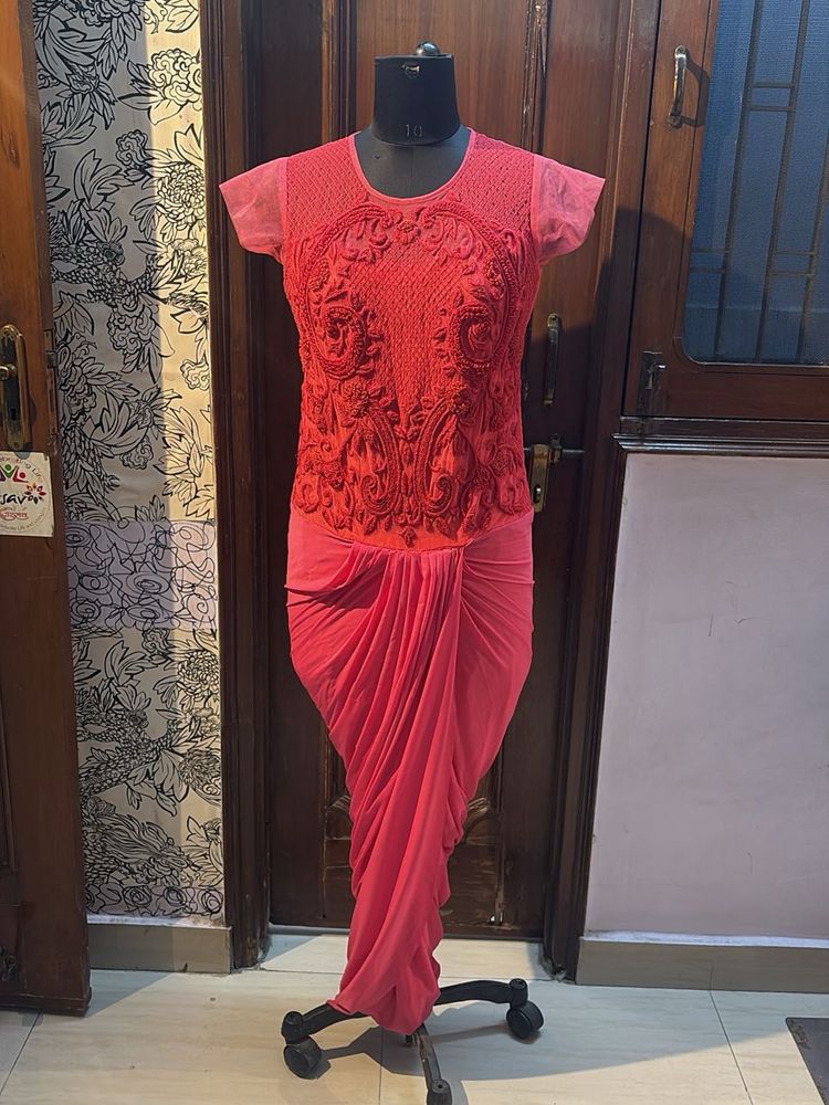 Red Drape Gown Size M