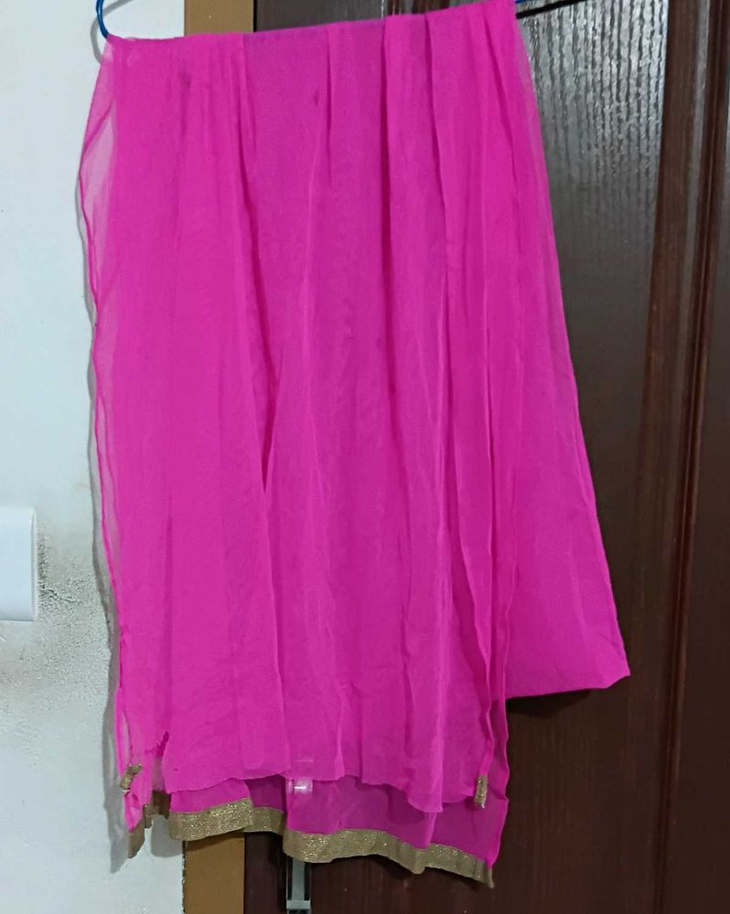 Pink Dupatta with Gold Trim