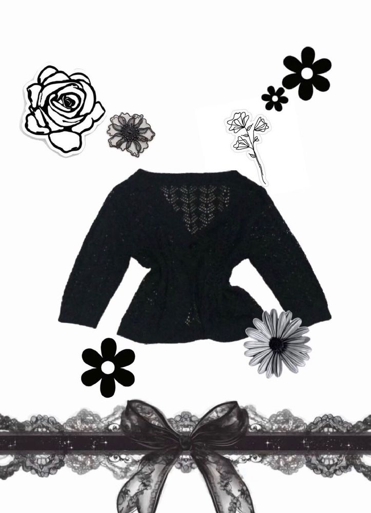 Vintage Black Knit Cardigan