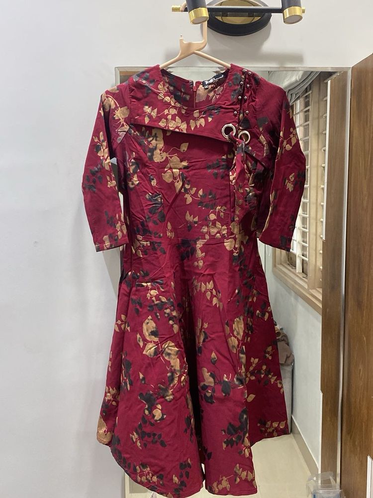Floral Maroon Dress