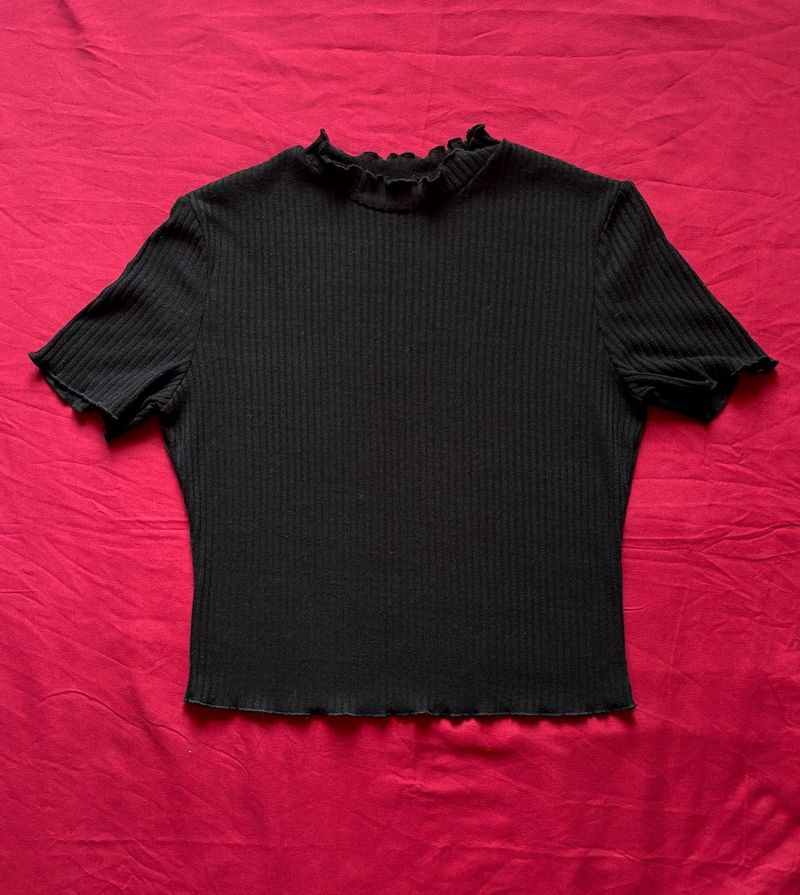 Shein Black Ribbed Top