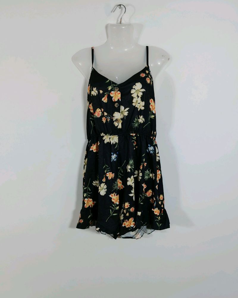 Black Printed Jumpsuit (Women)