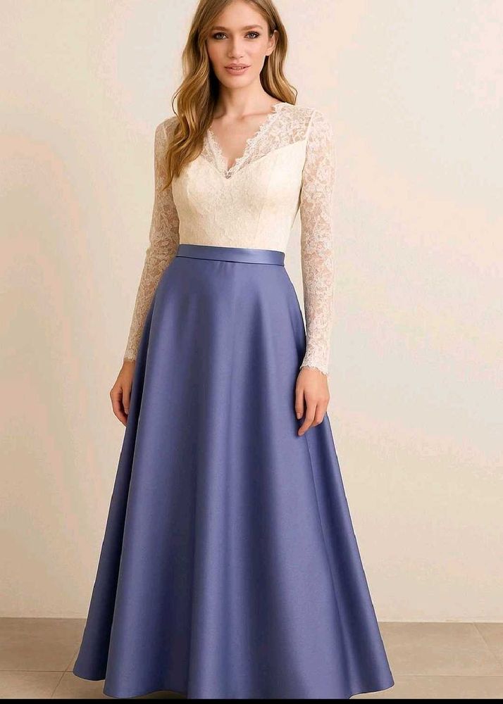 Elegant Blue Satin Skirt