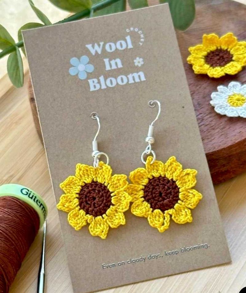 Sunflower Crochet Earrings