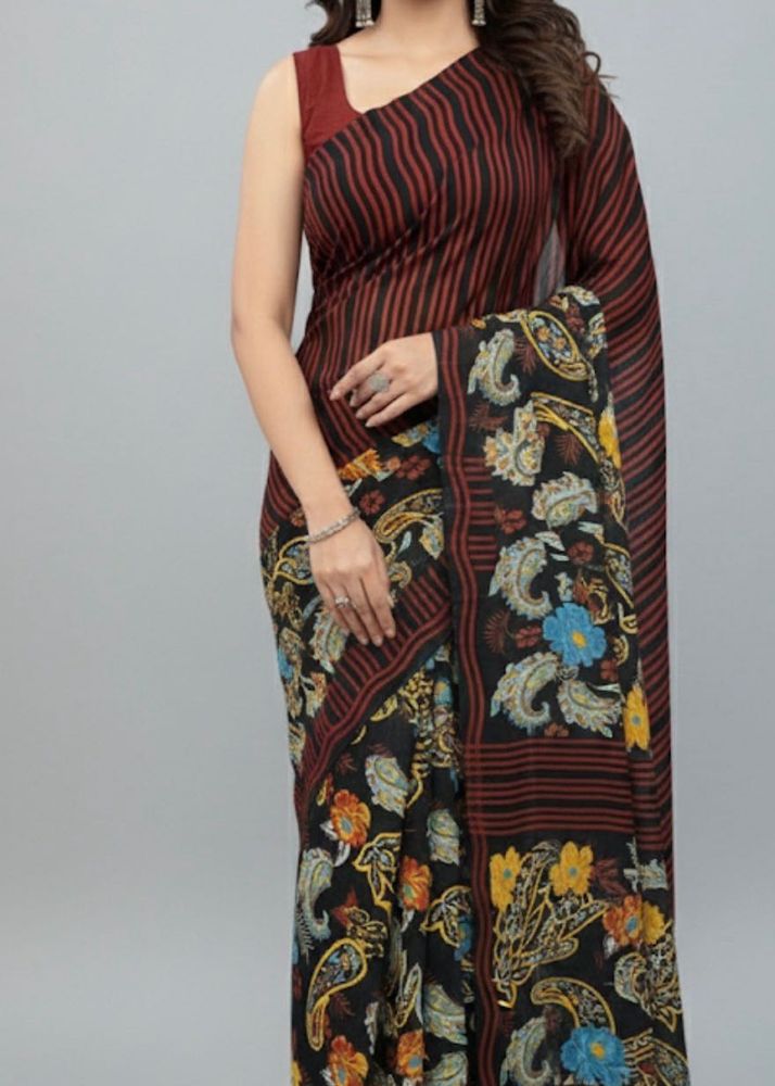 Elegant Floral Print Saree