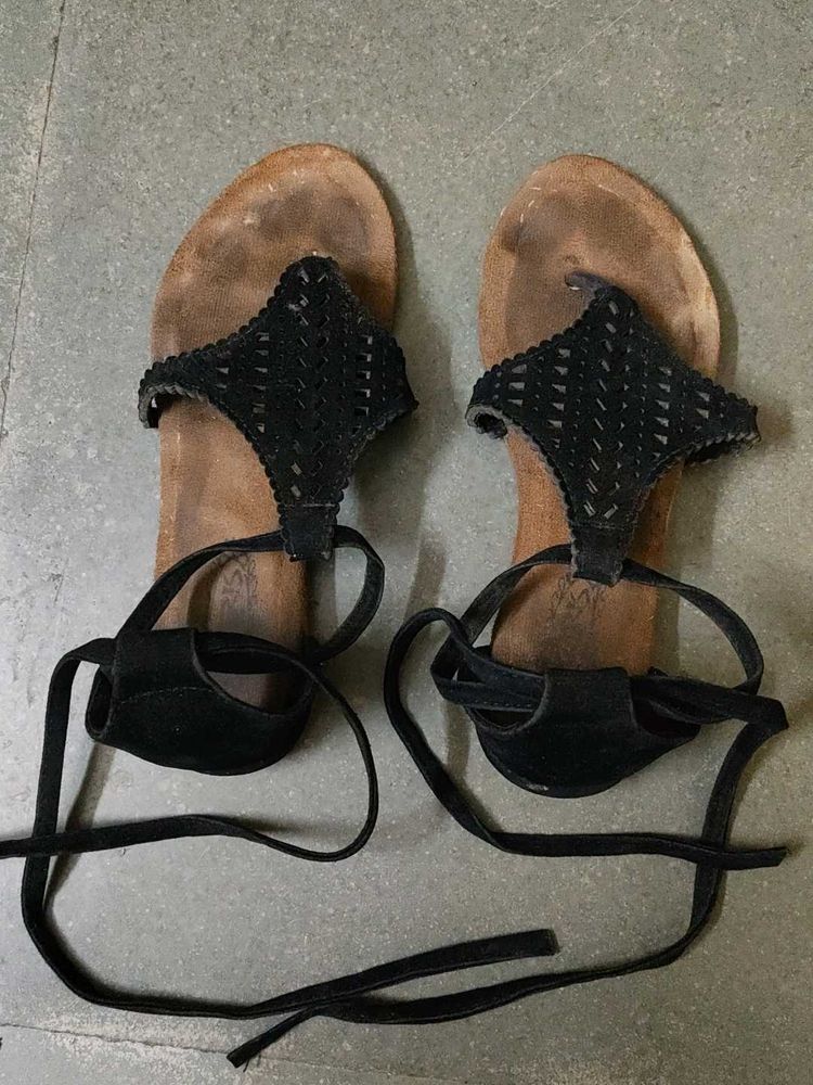 Lace Tie Up Flats