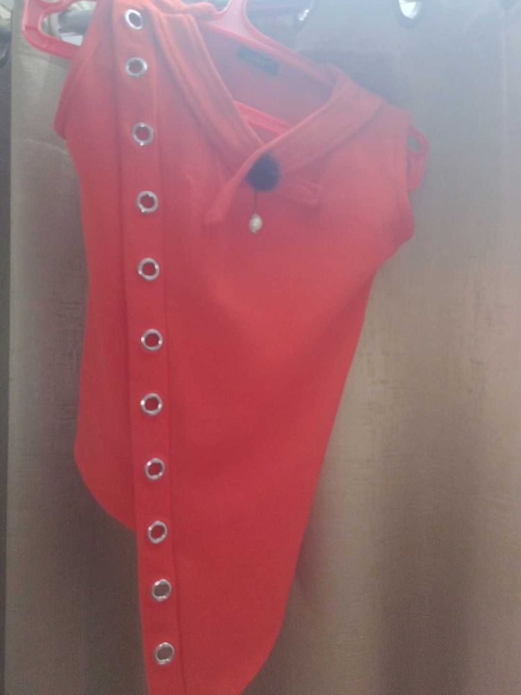 Coral Side-Ringed Top