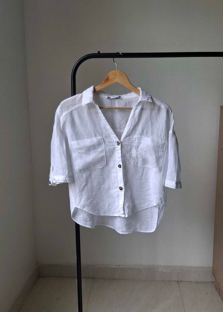 ZARA White Linen Shirt