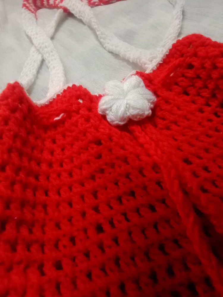Red Crochet Tote Bag