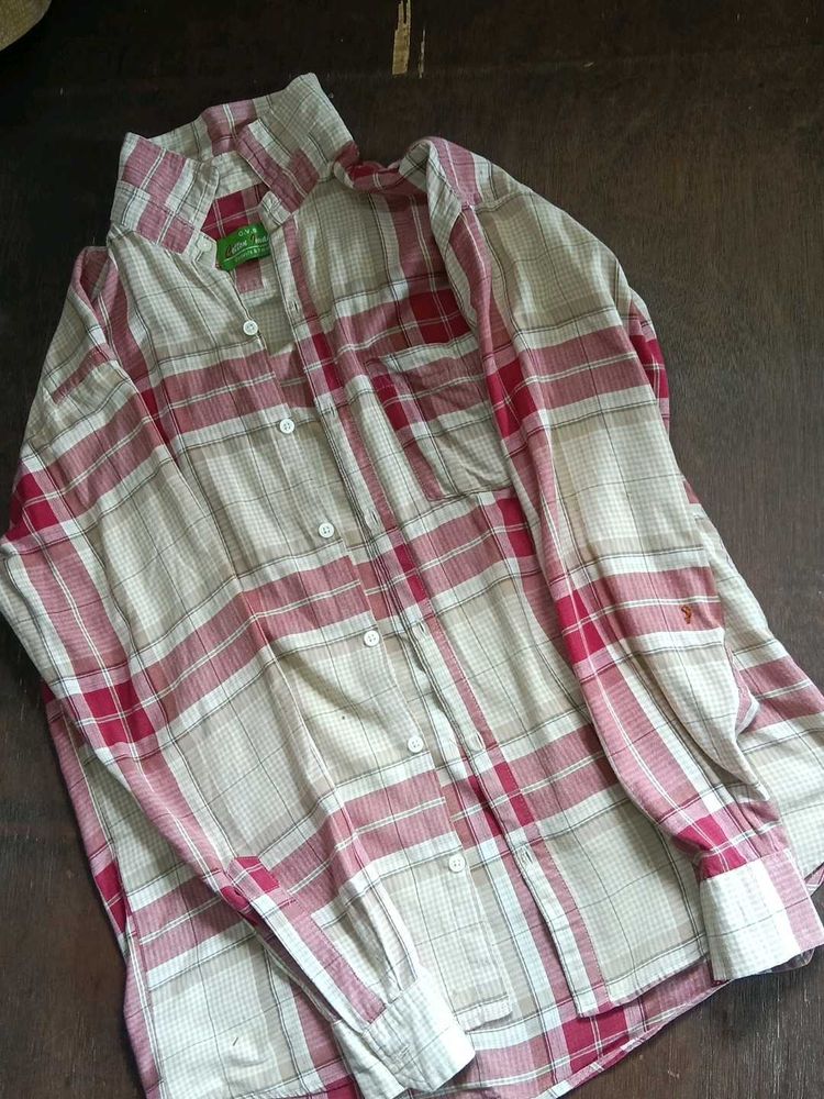 Red &amp; Beige Plaid Shirt
