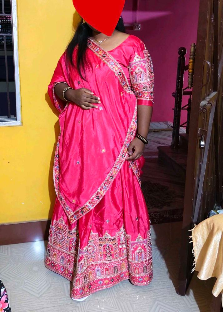 Pink Embroidered Lehenga Choli Set