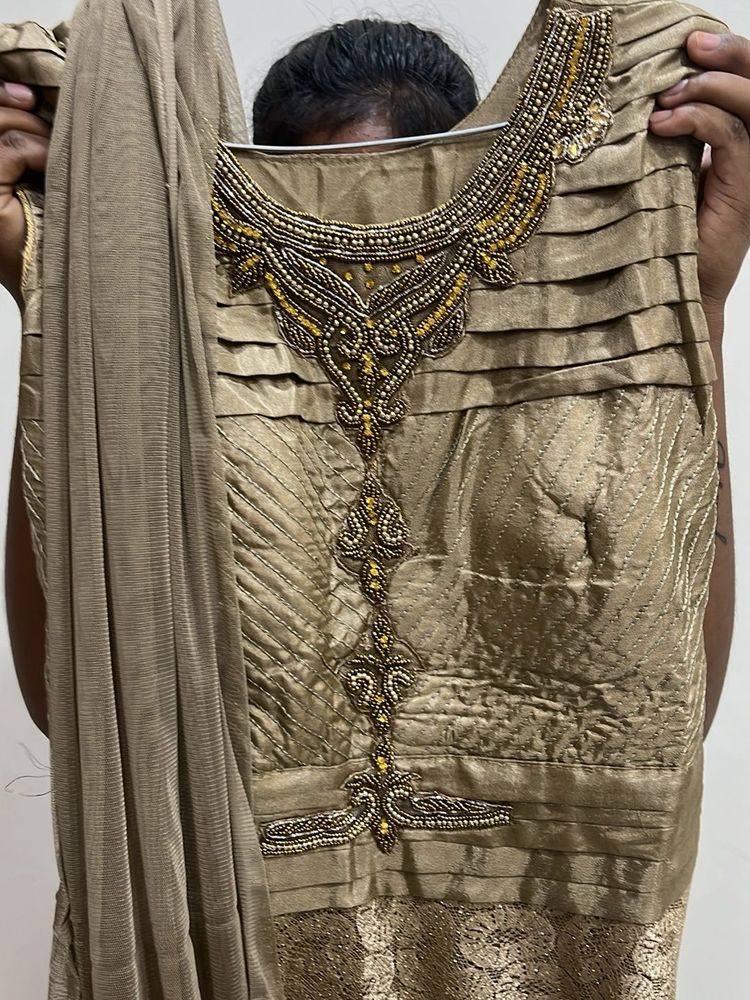 Golden Gown With Dupatta