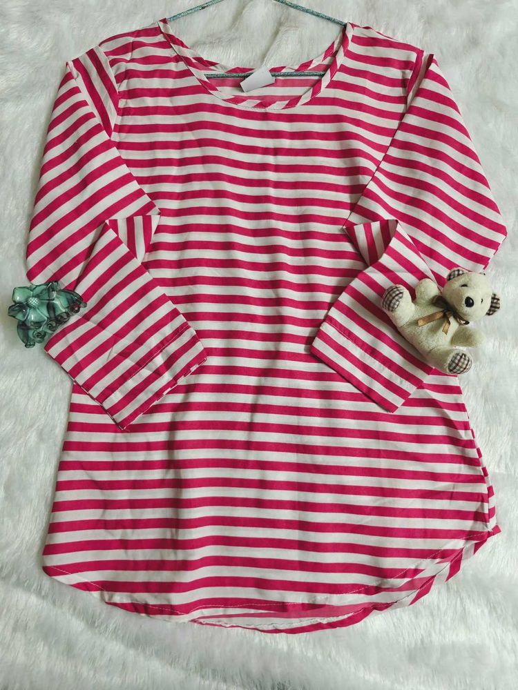 Pink &amp; White Striped Top