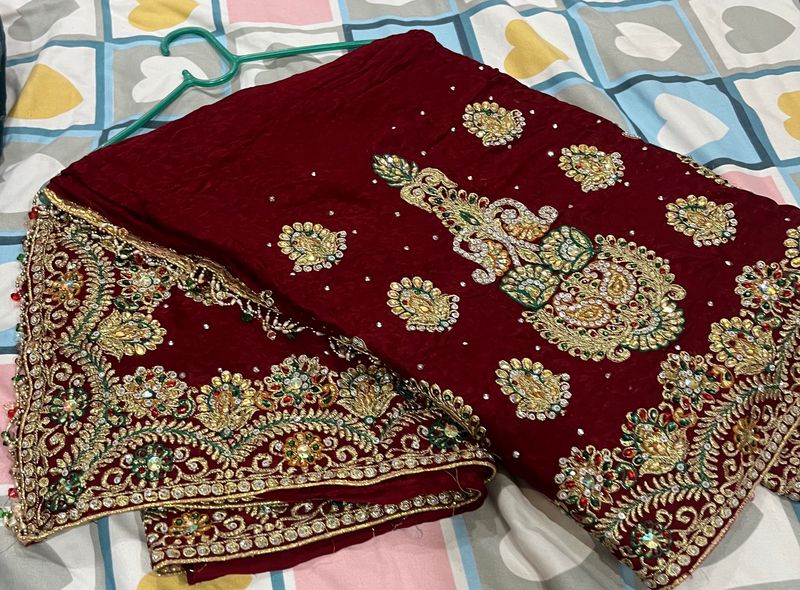 Offr 24hrs Only, Heavy Bridal Embroidery Work Sare