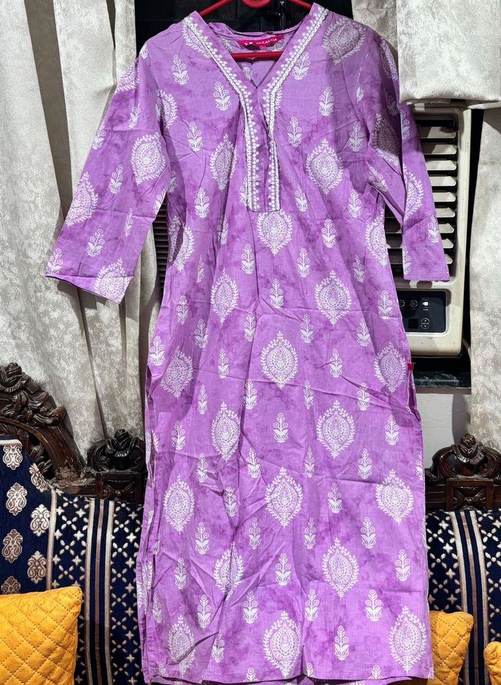 Lavender Printed Kurta