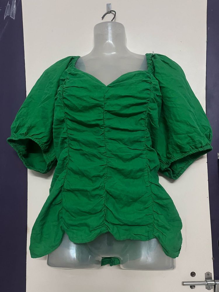 Bright Green AVA &amp; Viv Peasant Top with back Elast