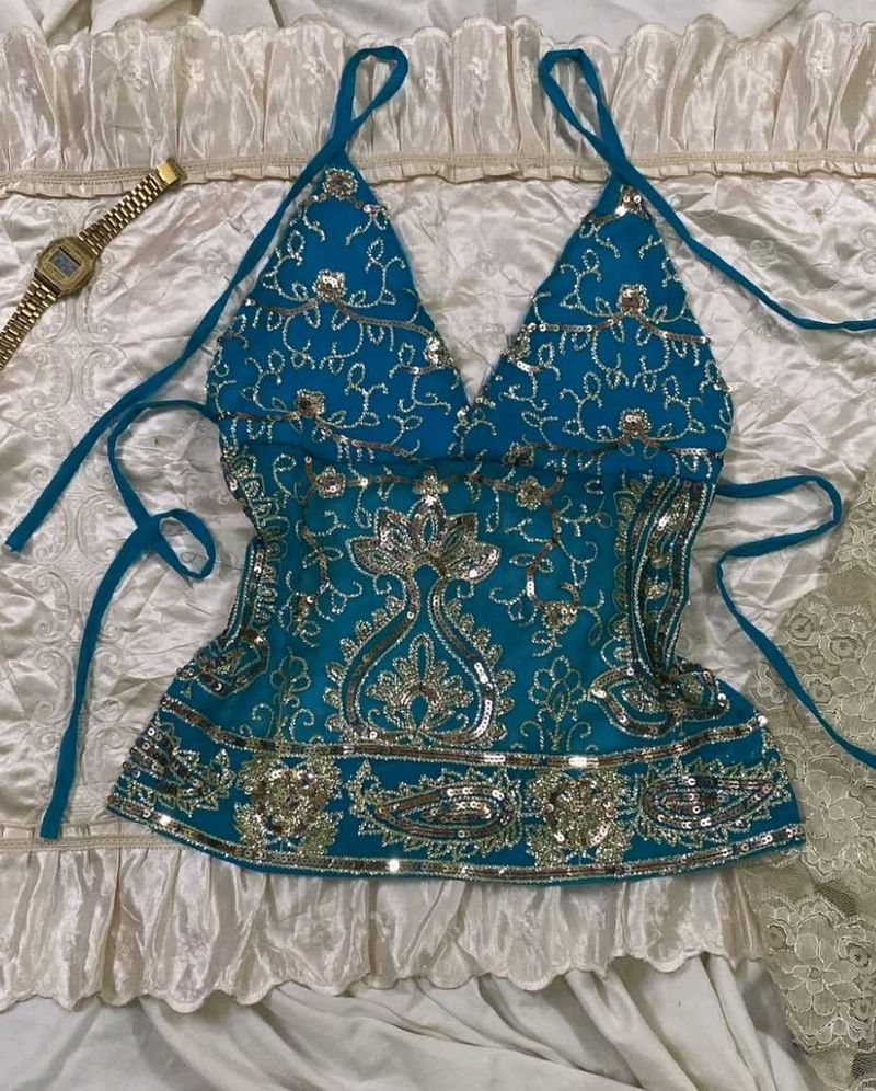 BLUE chatpata sequence top backless