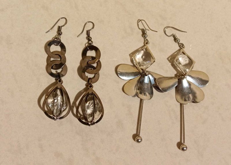 Unique Silver Tone Earrings