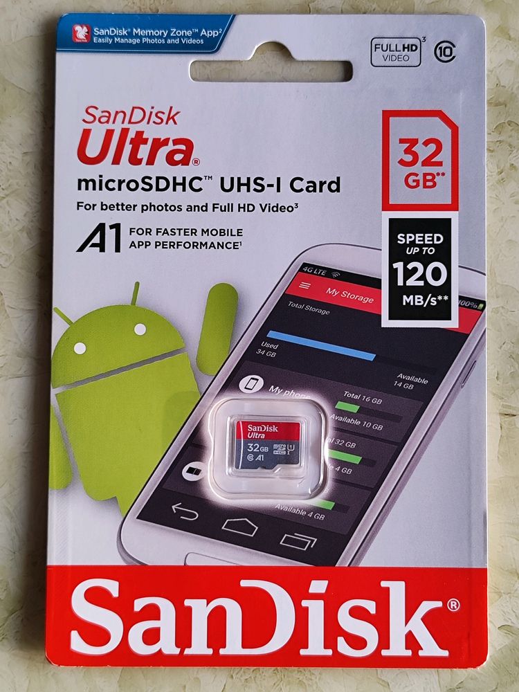 SanDisk Ultra microSD UHS-I Card 32GB, 120MB/s R
