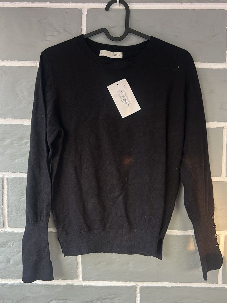 Elegant Black Long Sleeve Sweater