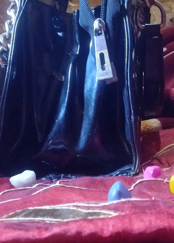Black Handbag with Chain Detail