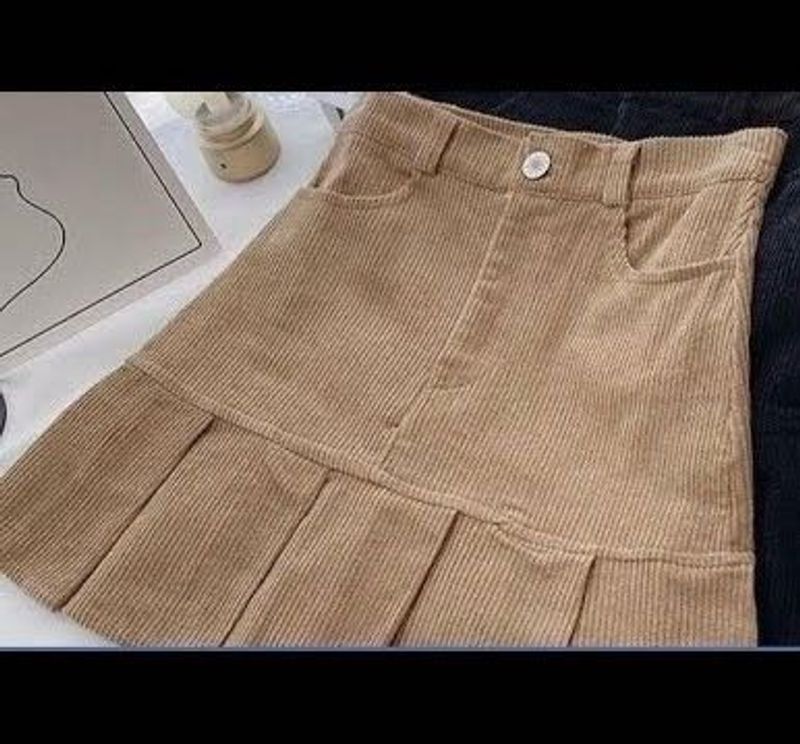 Corduroy Pleated Mini Skirt