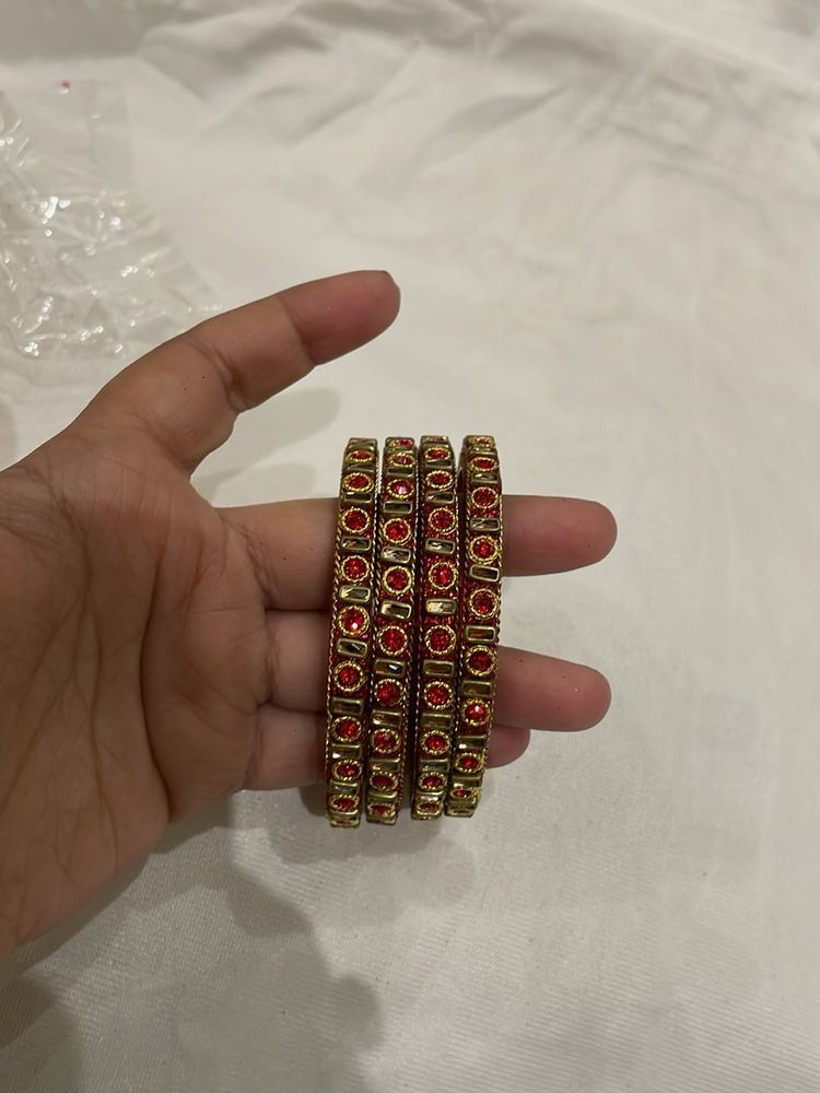 Red &amp; Gold Bangle Set