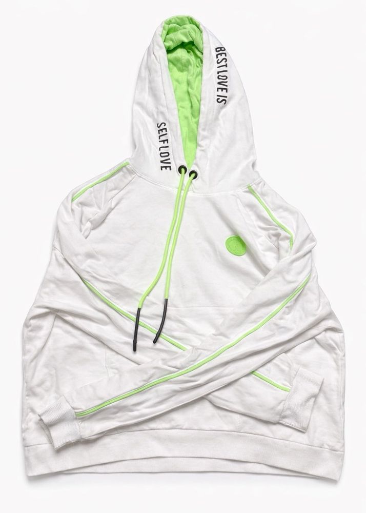 Stylish White &amp; Green Hoodie